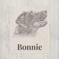 50x60 throw blanket with sketched Labrador portrait and name