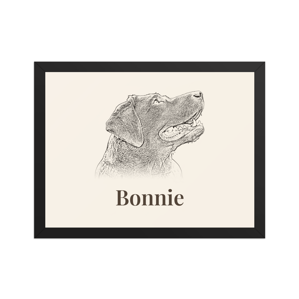 Pencil sketch Labrador portrait print in a 30x40cm black frame