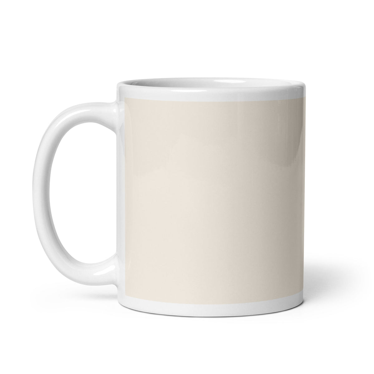 White 11oz personalised pet portrait mug, handle on the left